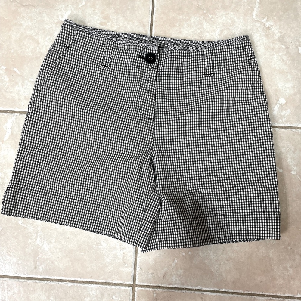 Talbots Petite shorts Black Gingham Check